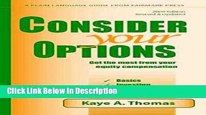 PDF Consider Your Options 2009: Get The Most From Your Equity Compensation Epub Full Book