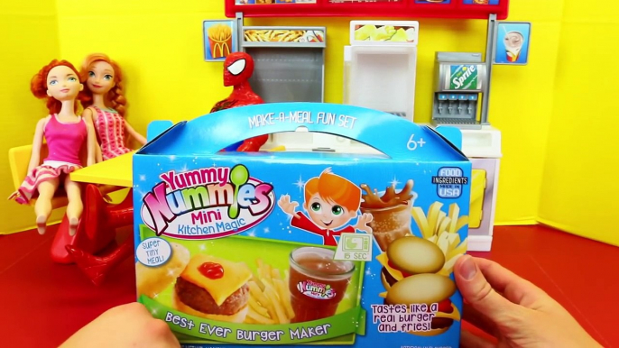 Burger Maker Toy at the Barbie McDonalds Restaurant with Disney Dolls + Yummy Nummies French Fries