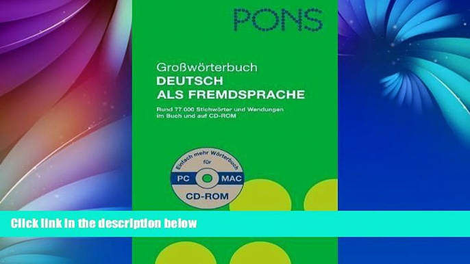 Buy  Pons Grossworterbuch Deutsch Als Fremdsprache: Pons Grossworterbucn Deutsch Als Fremdsprache