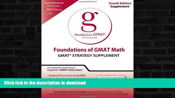 Read Book Foundations of GMAT Math: GMAT Strategy Supplement (Manhattan GMAT Preparation Guide: