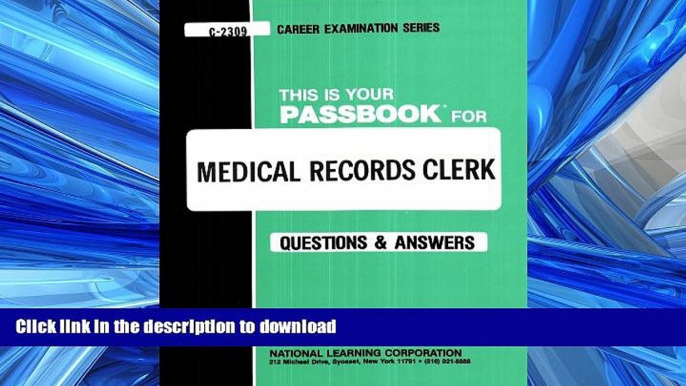 Epub Medical Records Clerk(Passbooks) (Passbook for Career Opportunities) On Book