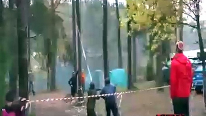 tree collapse on a human head