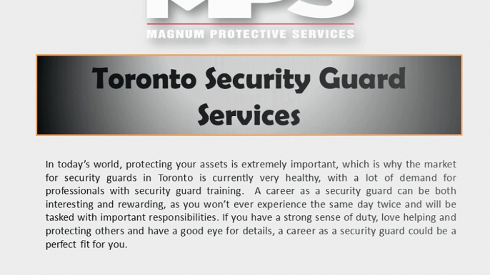 Toronto Security Guard Services | Magnum Protective Services