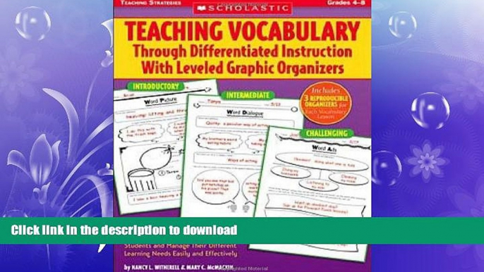 Hardcover Teaching Vocabulary Through Differentiated Instruction With Leveled Graphic Organizers