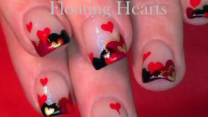 Easy Valentines Day Nails | Cute Floating Hearts Nail Art Design Tutorial
