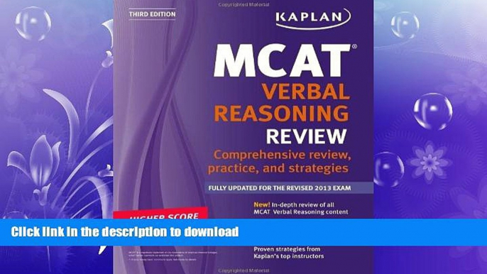 Pre Order Kaplan MCAT Verbal Reasoning Review Notes (Kaplan Test Prep) Full Book