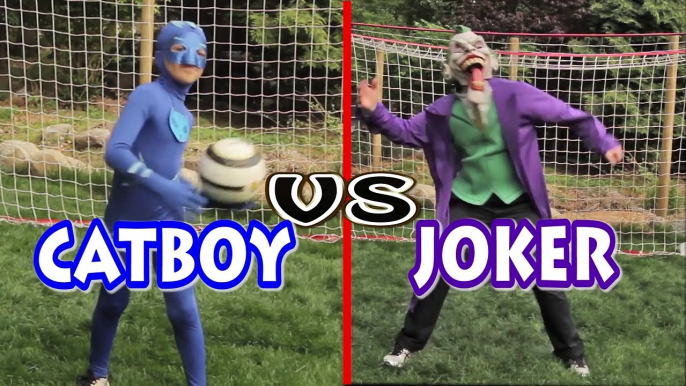 PJ Masks Catboy vs Batman Joker Soccer Futbol Game - Good Guys vs Bad Guys