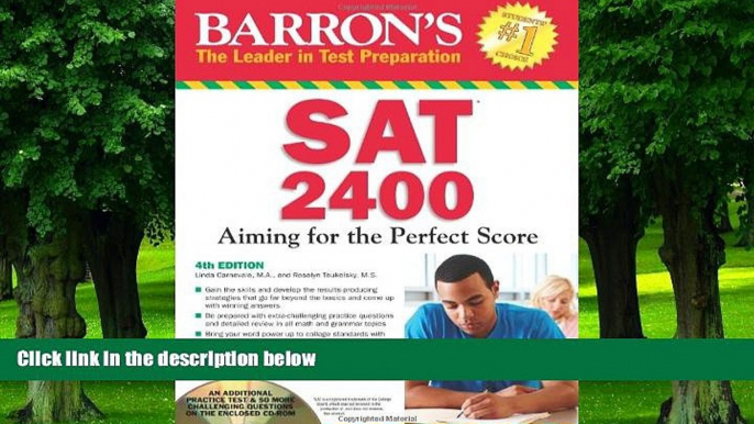 Buy Linda Carnevale M.A. Barron s SAT 2400 with CD-ROM, 4th Edition (Barron s Sat 1600) Full Book