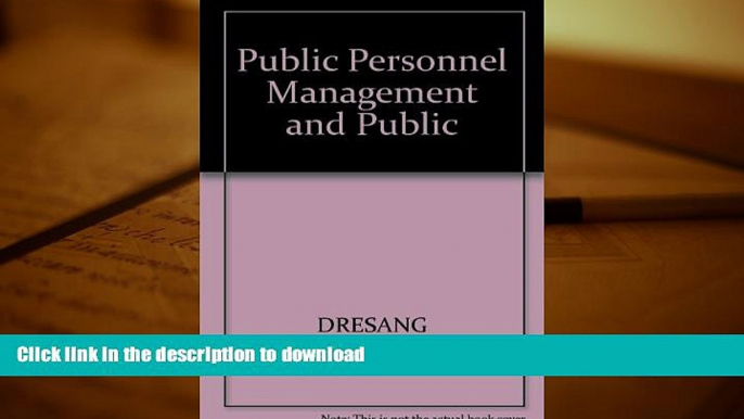 Pre Order Public Personnel Management and Public Policy On Book