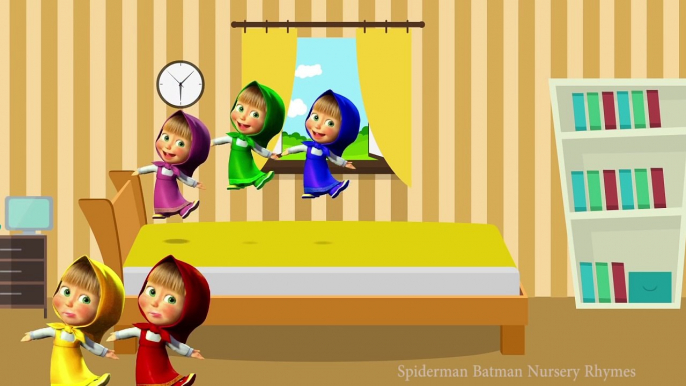 Five Little Masha Jumping on the Bed - 5 Little Monkeys Nursery Rhymes Masha and Bear