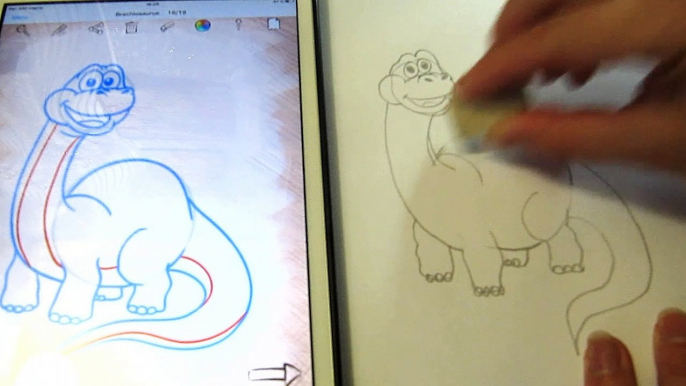 Cartoon dinosaurs. How to draw dinosaurs Brachiosaurus. Drawing dinosaur Coloring dinosaur for kids