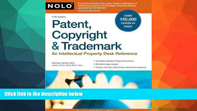 Buy  Patent, Copyright   Trademark: An Intellectual Property Desk Reference Richard Stim Attorney