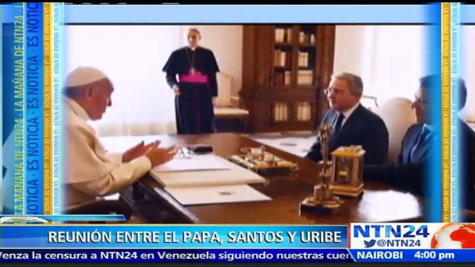 Concluye reunión entre el papa Francisco, Juan Manuel Santos y Álvaro Uribe en el Vaticano