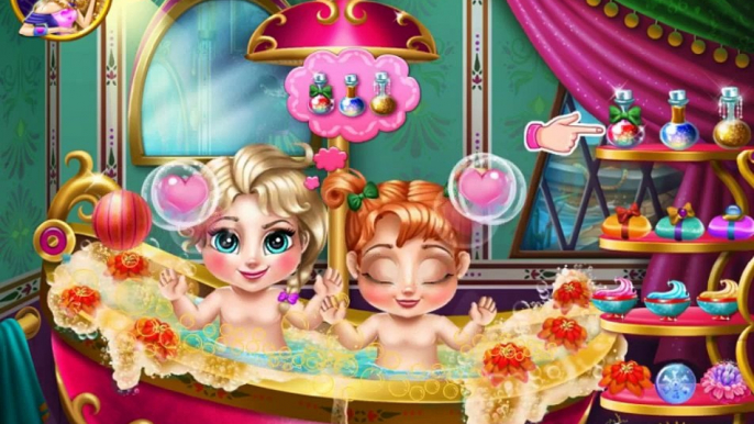 Disney Princesses Frozen Sisters Baby Elsa and Baby Anna Take a Bath!Baby Care Babysitting Games!