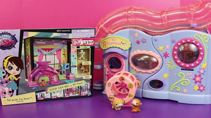 NEW Littlest Pet Shop Pet-acular Fun Room Vs OLD Little Lovin Pet Playhouse Hamster DisneyCarToys