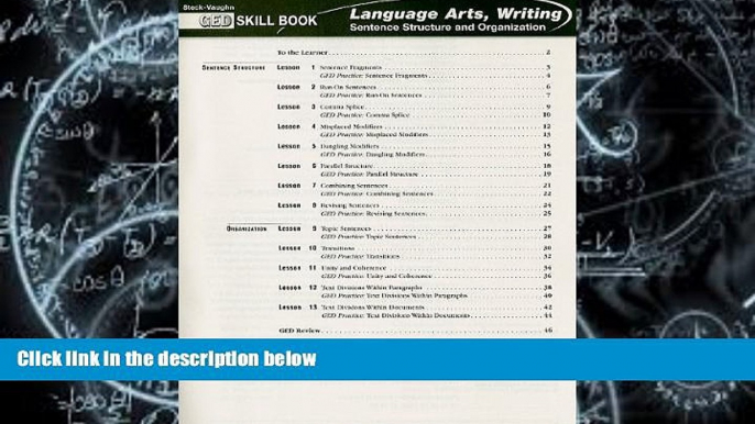 Read Online STECK-VAUGHN GED Skill Books: Workbook Language Arts, Writing; Sentence Structure,