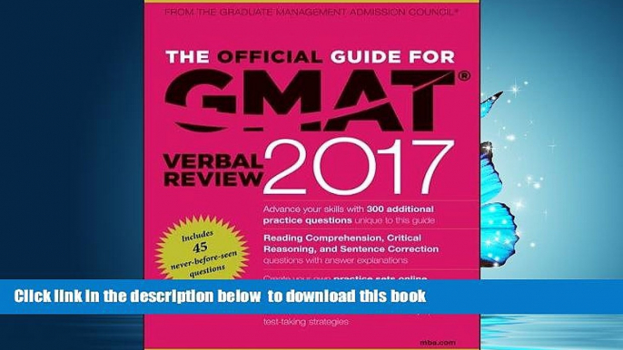 READ book  The Official Guide for GMAT Verbal Review 2017 with Online Question Bank and Exclusive