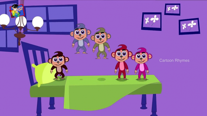 Five Little Monkeys Jumping on the Bed | Children Nursery Rhyme | Cartoon Rhymes