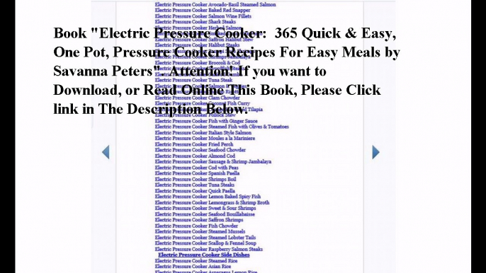 Download Electric Pressure Cooker:  365 Quick & Easy, One Pot, Pressure Cooker Recipes For Easy Meals ebook PDF