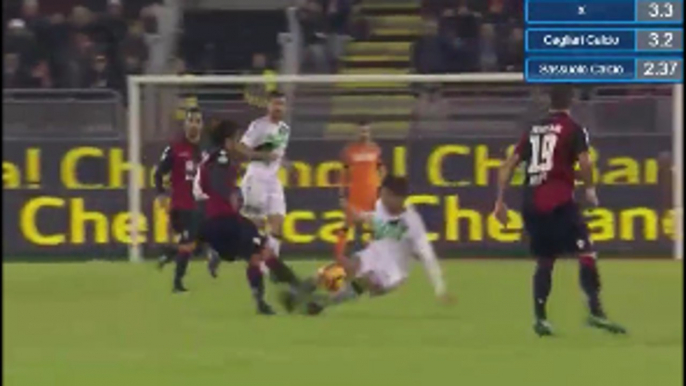 Lorenzo Pellegrini Red Card For Dangerous Two Footed Tackle vs Cagliari!