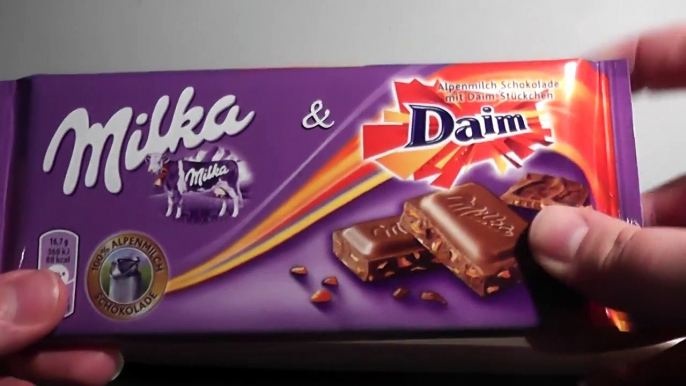 Milka Daim tasting, sweets, chocolate, candy tasting