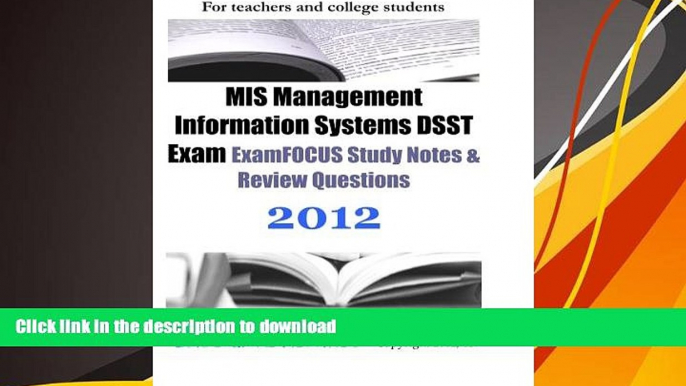 READ book  MIS Management Information Systems DSST Exam ExamFOCUS Study Notes   Review Questions