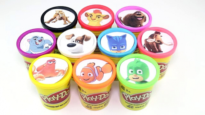 Learn Colors Playdoh Cup Surprises - The Secret Life of Pets, Ice Age, The Lion Guard & PJ Masks