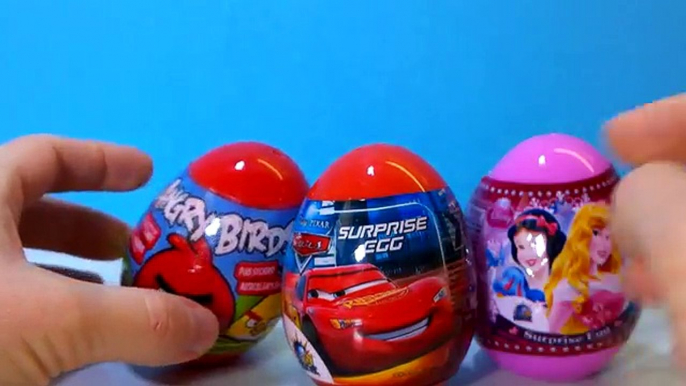 Disney Princess Surprise Egg Pixar Cars Überraschungsei and Angry Birds huevo sorpresa Opening