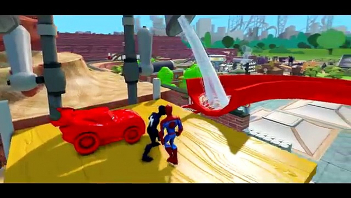 Spiderman & Black Spider-man meet Twins Rayo McQueen & Disney Pixar Cars Mcqueen + Nursery Rhyme 2