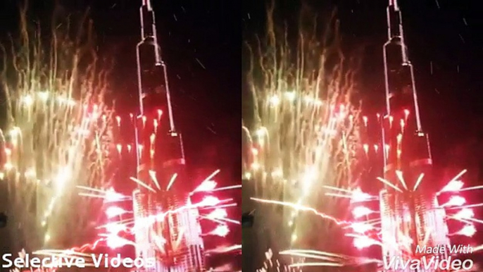 Happy new year 2017, Burj khalifa dubai fireworks on new year celebration.