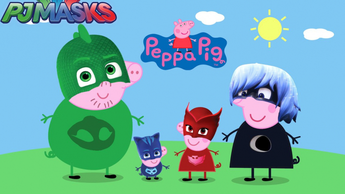 PEPPA PIG Transforms Into PJ MASKS Gekko, Catboy, Owlette, Luna Girl | Coloring Videos For Kids