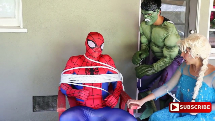 Spiderman Spiderelsa Joker Maleficent Bad Baby Dad Real Food w/ Frozen Elsa Turns into SUPERHERO