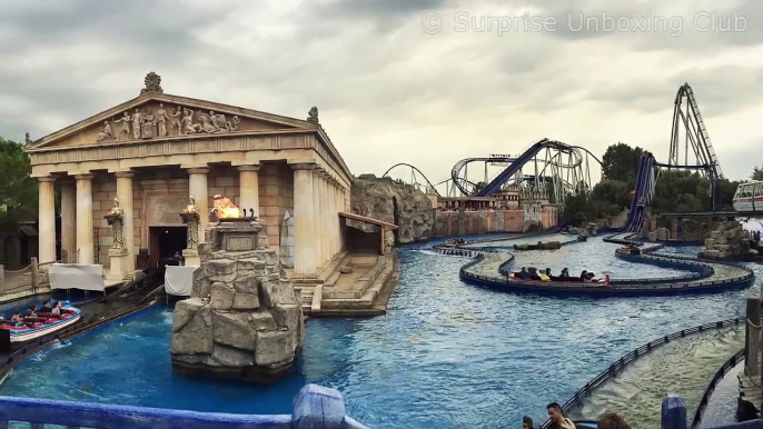 Slow Motion Water Slider Rollercoaster Poseidon in Theme Park at Europa-Park Rust Germany