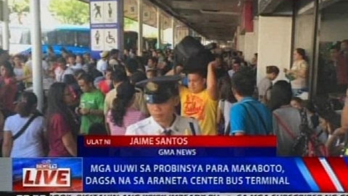 Mga uuwi sa probinsya para makaboto, dagsa na sa Araneta Center Bus Terminal