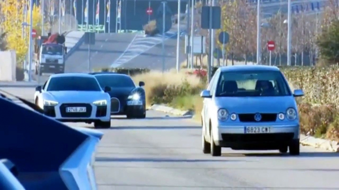 Cristiano Ronaldo and James with Bugatti and Audi at Real Madrid training