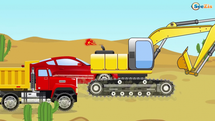 Carros infantiles - La Excavadora para niños - Dibujos animados de Coches - La zona de construcción