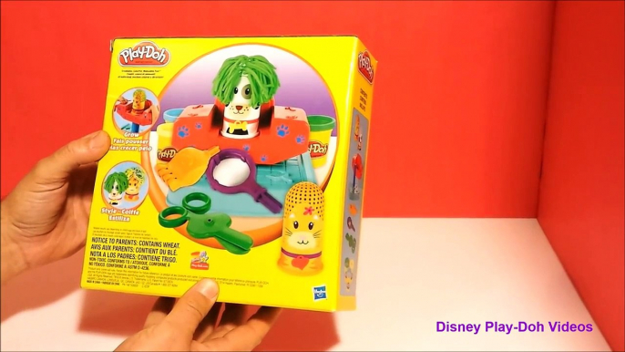 Disney Play Doh FUZZY PET SALON - A dog and cat grow green play doh hair and get a funny haircut!