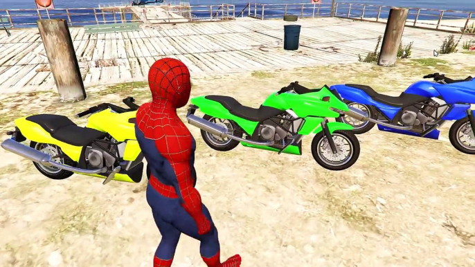 Learn Colors for Children with Spiderman & Color Motorbike - Colours for Kids to Learn