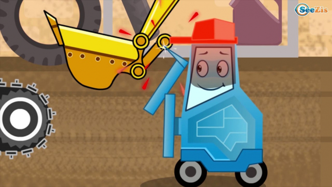 The Yellow Excavator & Diggers - Diggers Cartoons - Vehicle & Chi Chi Car for children