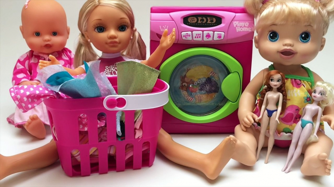 Disney Frozen Laundry Playset Play@Home Washing Machine Toy Home Appliances Baby Dolls Baby Alive