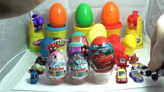 22 Surprise eggs - Kinder Surprise - Disney Pixar Cars surprise eggs. Moshi monsters!! Play Doh