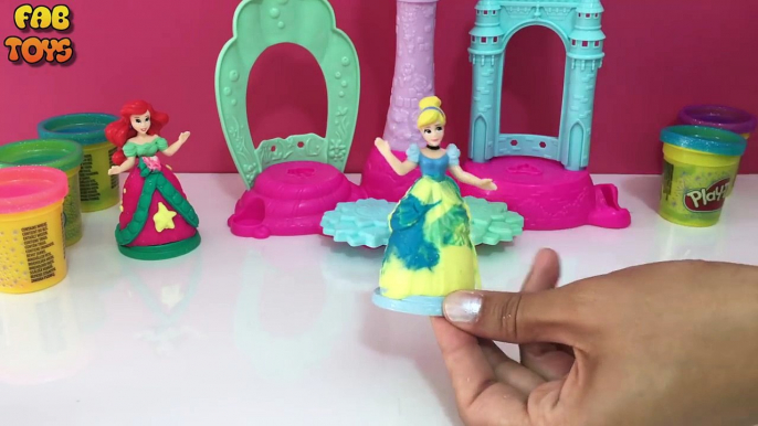 Play Doh Sparkle Dresses Disney Princess Dolls Ariel Cinderella   Roya