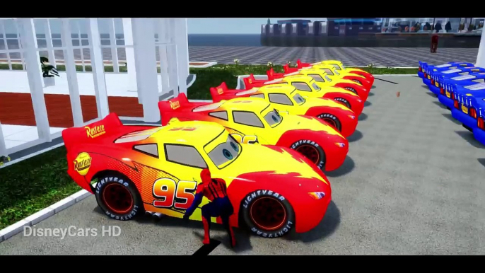 USA Mcqueen vs BLACK Mcqueen! Spiderman Disney #Cars Pixar Lightning McQueen Nursery Rhymes Songs