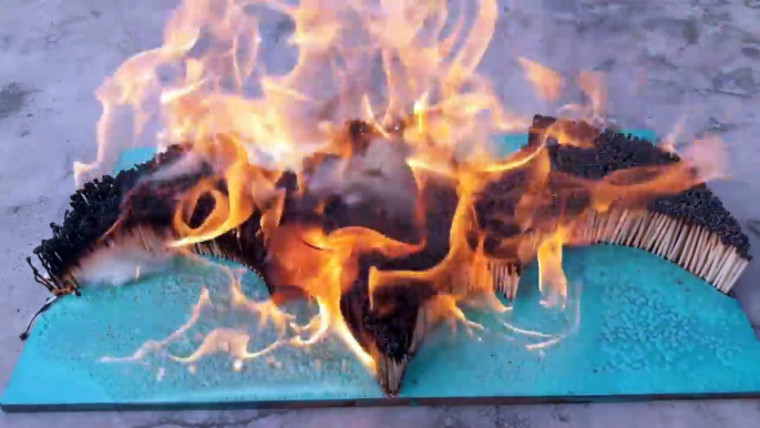 Batman and Matchsticks Chain Reaction - Amazing Fire Domino - The Fire Art