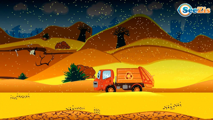 Emergency Vehicles - The Fire Truck helped Garbage Truck in the desert! Kids Cartoon Episode 36