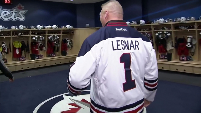 Gotta See It  Jets players freak out as Brock Lesnar breaks sacred dressing room rule