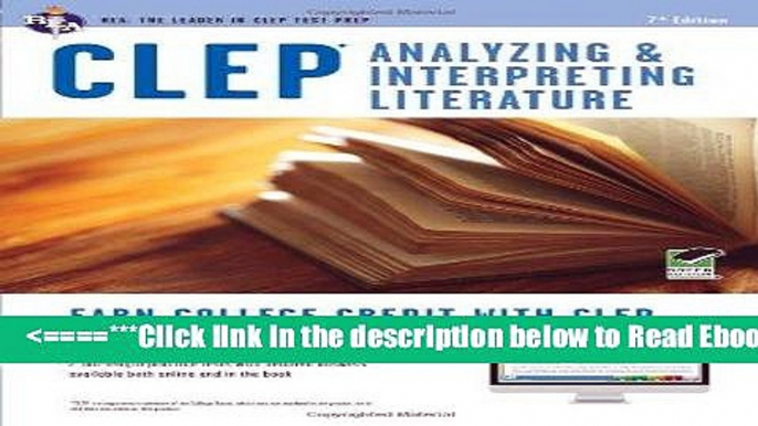 Read CLEP® Analyzing   Interpreting Literature Book + Online (CLEP Test Preparation) Best Collection