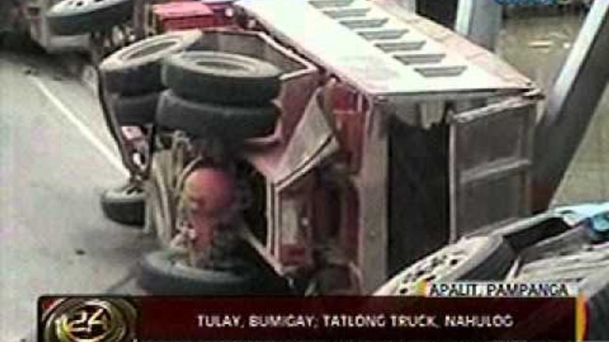 24 Oras (112311) tulay sa Apalit, Pampanga, bumigay; 3 truck, nahulog