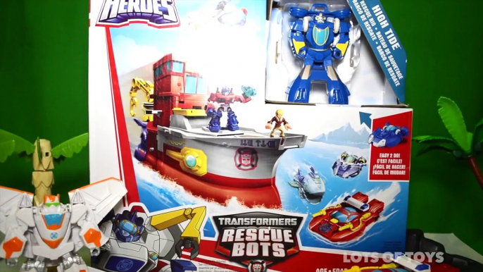 Transformers Rescue Bots High Tide Rescue Rig Transforming Ship, Heatwave, Cody, Optimus Prime