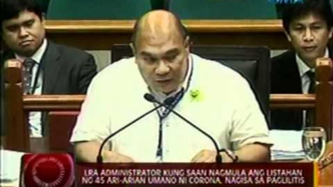 24 Oras: LRA Administrator kung saan nagmula ang listahan ng 46 ari-arian umano ni Corona, nagisa